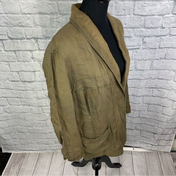 Free people oversize coat w/front pockets low cut collar one button close sz S - Picture 7 of 12